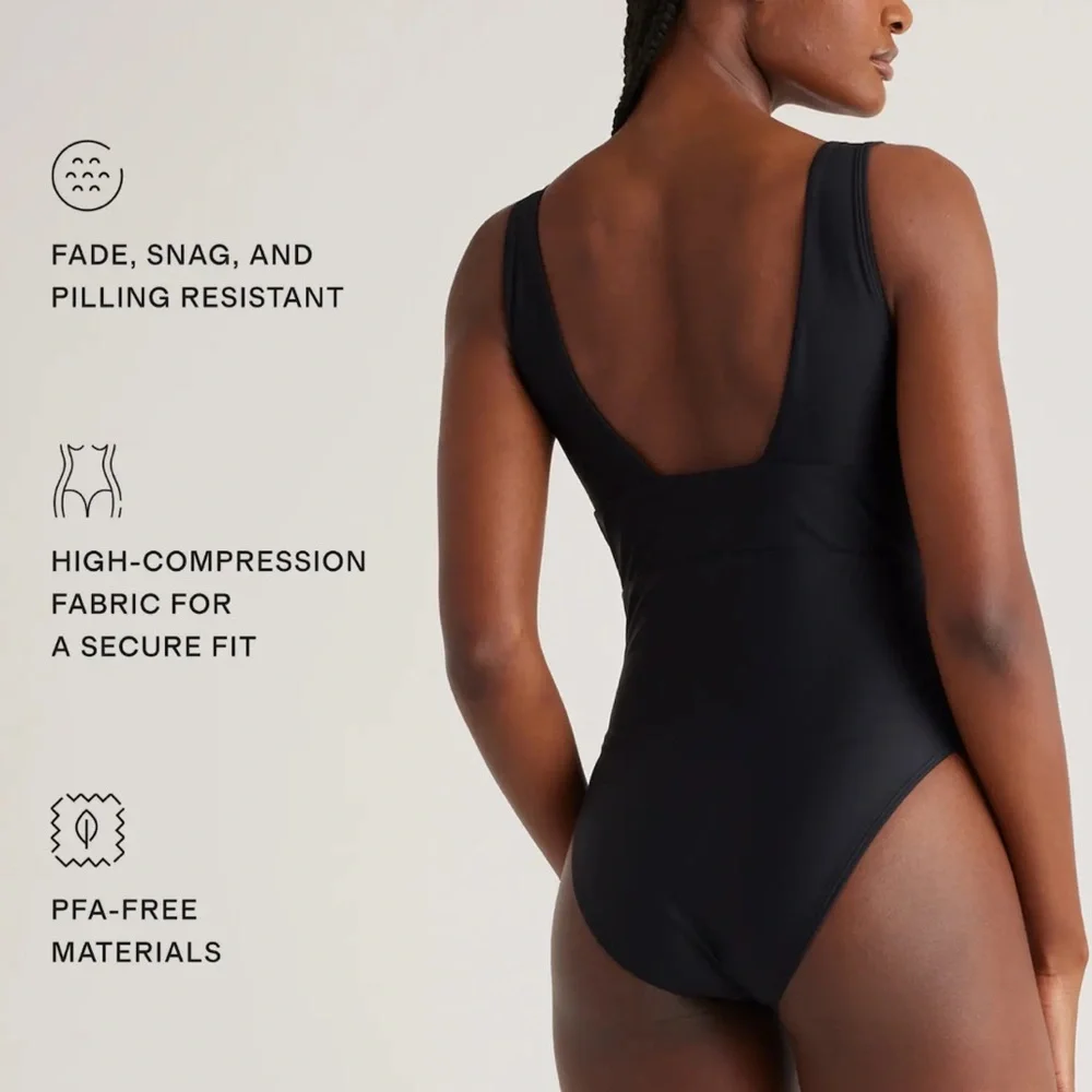 NWT Quince Italian Plunge One-Piece Swimsuit L